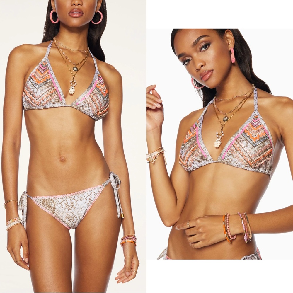 Ramy brook Lilo python snake print embroider embellished bikini SET FINAL PRICE - Picture 3 of 15